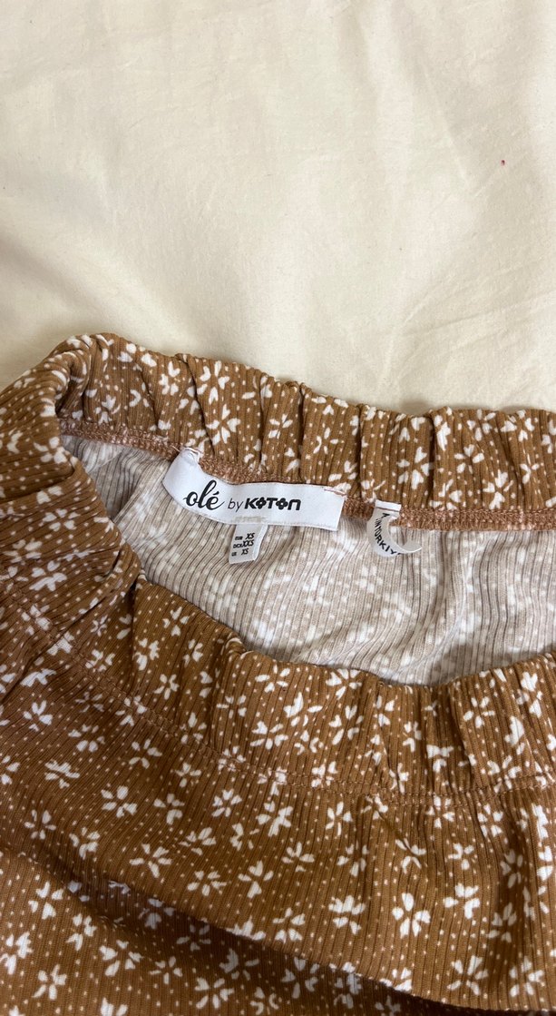 Kahverengi Volanlı Midi Bohem Etek - Görsel 3