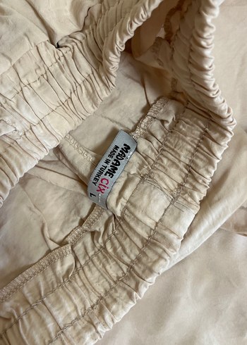 Bej Keten Bol Kesim Kadın Pantolon - Görsel 3