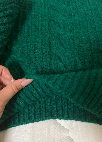 Kadın Bohem Yeşil Örgü Kazak - Görsel 4