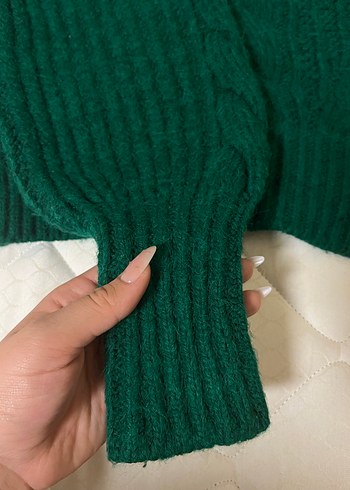 Kadın Bohem Yeşil Örgü Kazak - Görsel 2