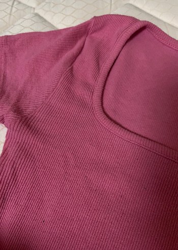 Pembe Kısa Kollu Basic Kadın Tişört - Görsel 2