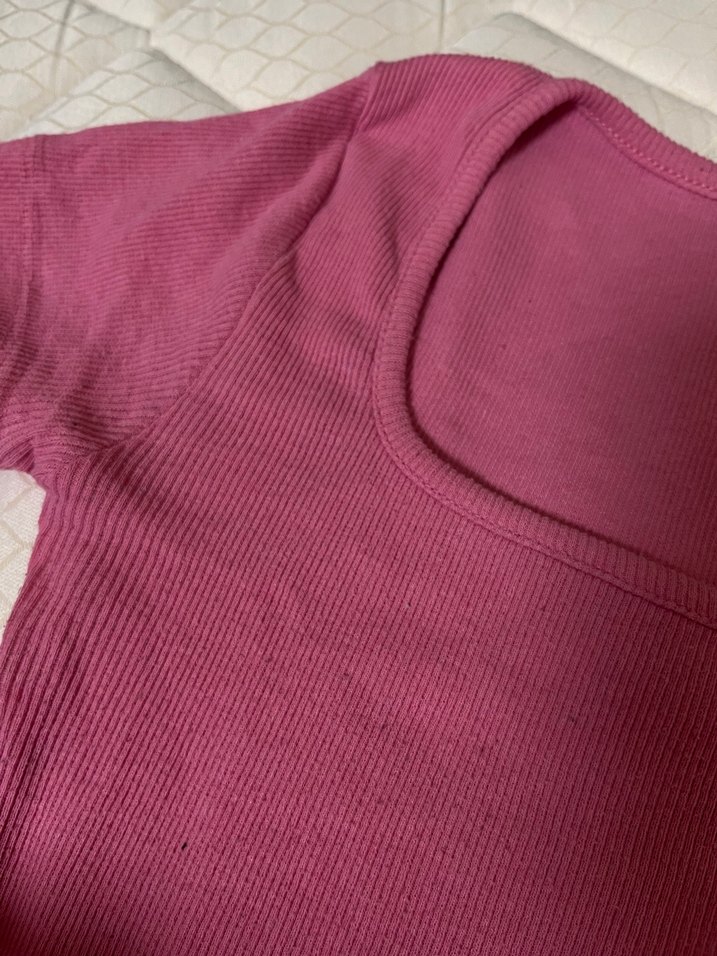 Pembe Kısa Kollu Basic Kadın Tişört - Görsel 2