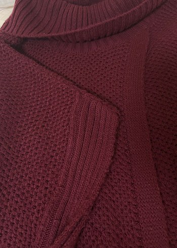 Bordo Boğazlı Salaş Kadın Kazak - Görsel 4