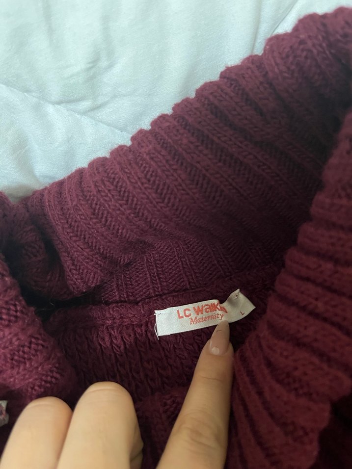 Bordo Boğazlı Salaş Kadın Kazak - Görsel 3