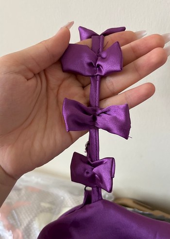 Askısı fiyonklu mini balon elbise - Görsel 4