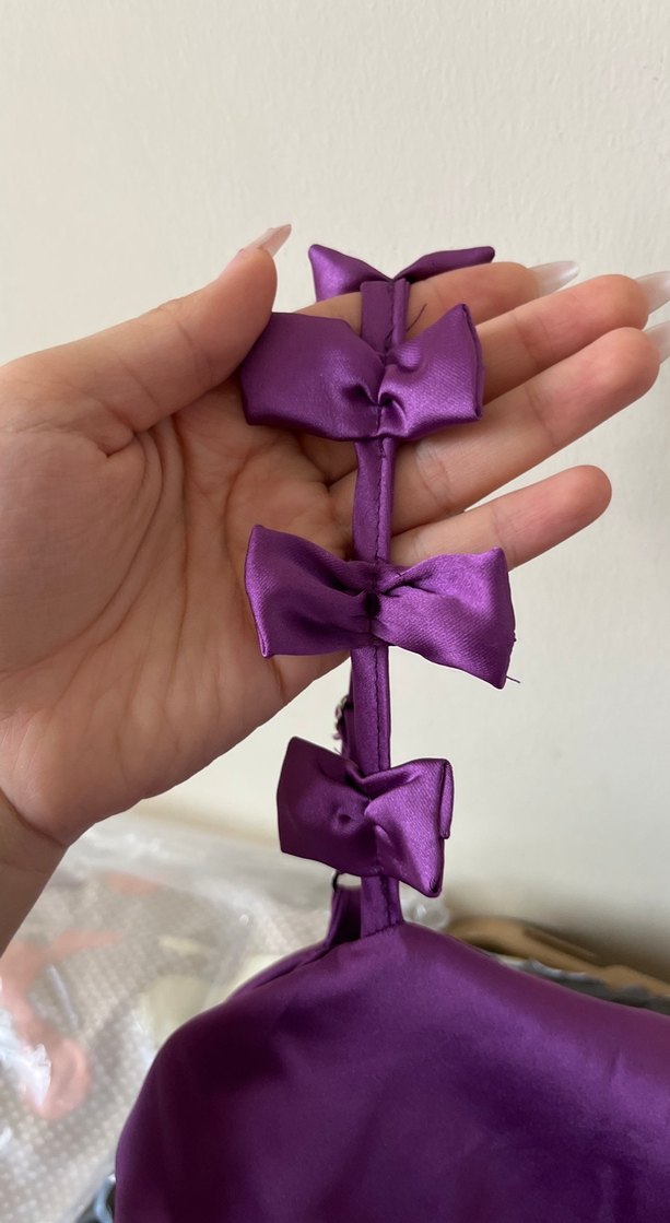 Askısı fiyonklu mini balon elbise - Görsel 4