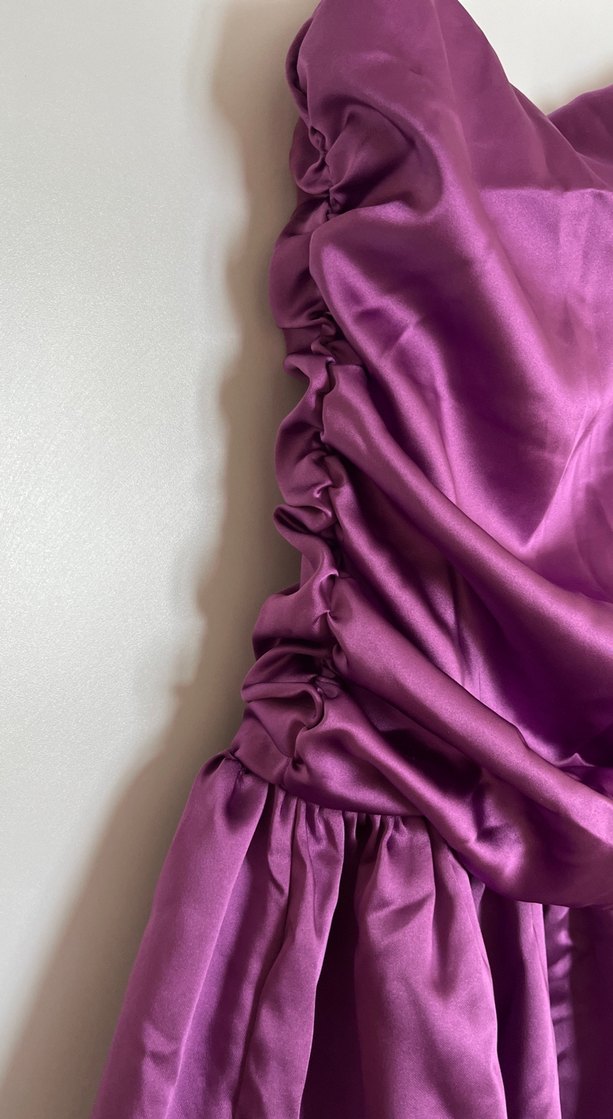 Askısı fiyonklu mini balon elbise - Görsel 2