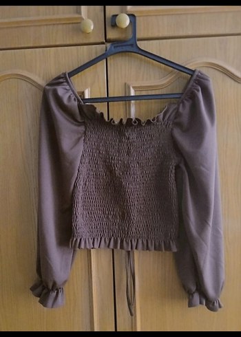 Kahverengi Pilili Kadın Bluz - Görsel 4