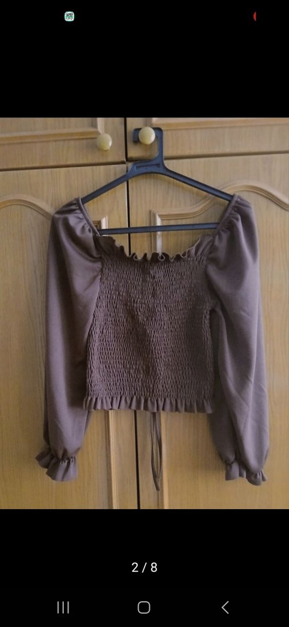 Kahverengi Pilili Kadın Bluz - Görsel 4