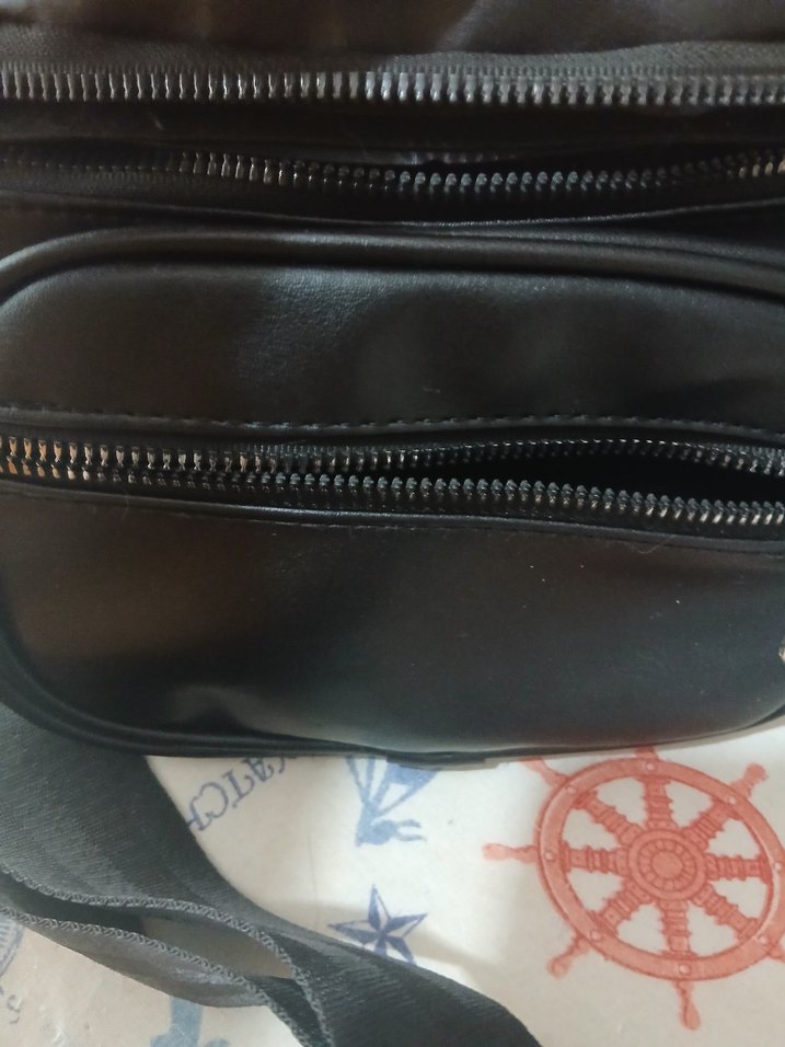 Siyah Deri Biker bel Çantası - Görsel 2