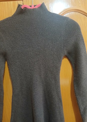 koyu kahve Örme Kadın Elbise - Görsel 3