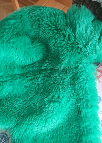 Yeşil pelüş kürk pilot Kadın Şapka - Görsel 2