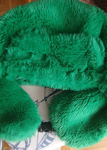 Yeşil pelüş kürk pilot Kadın Şapka - Görsel 3