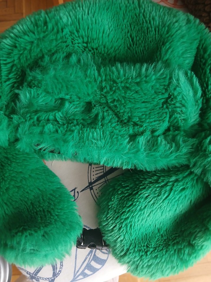 Yeşil pelüş kürk pilot Kadın Şapka - Görsel 3