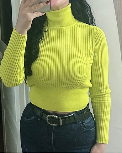m Beden sarı Renk Zara crop triko