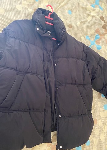 s Beden siyah Renk Düğmeli,Fermuarlı Siyah Midi Kadın Kışlık Mont