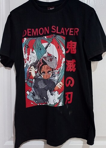 Siyah Oversize Demon Slayer Tişört