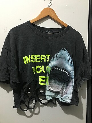 Bershka baskılı crop tişört
