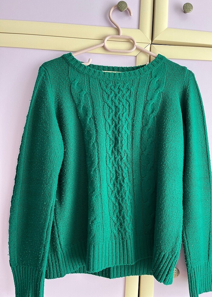 Kadın yeşil kazak - Görsel 2