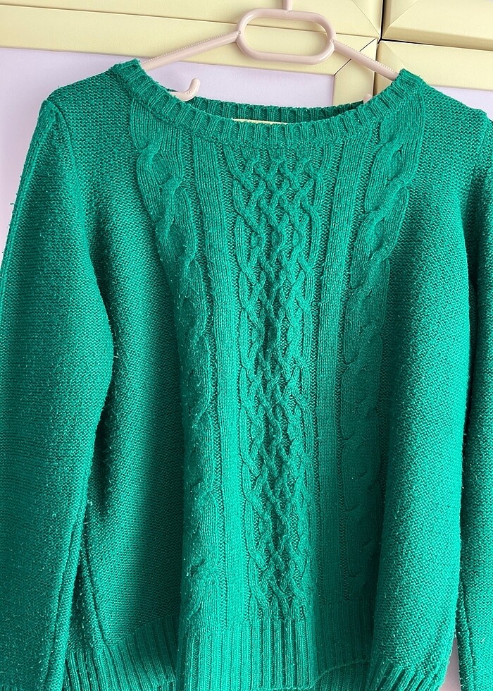 Kadın yeşil kazak - Görsel 3