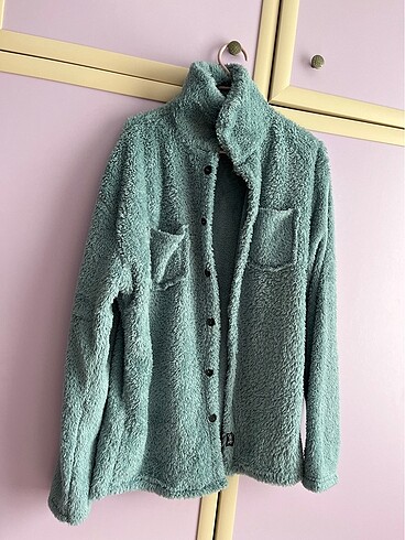 Peluş turkuaz ceket - Görsel 3