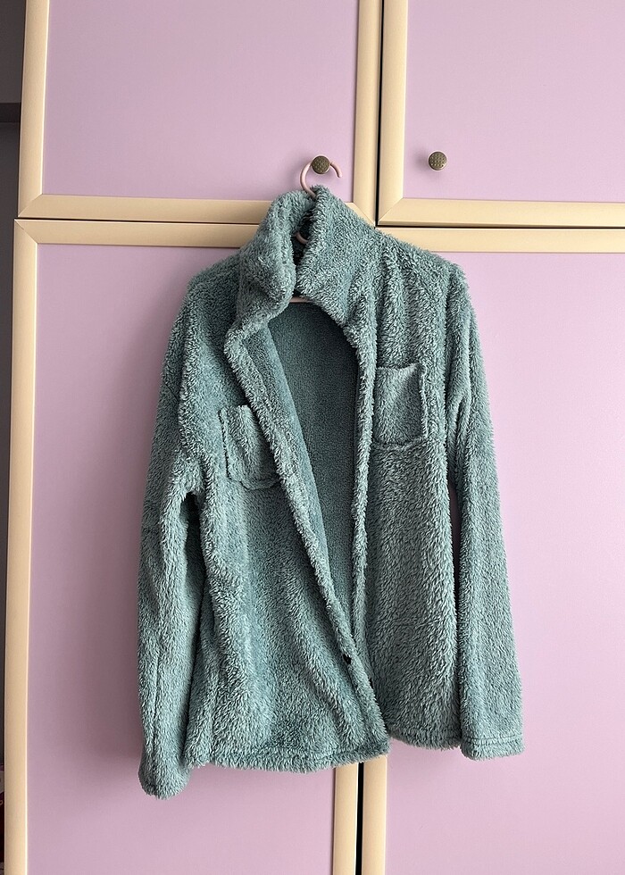 Peluş turkuaz ceket - Görsel 2