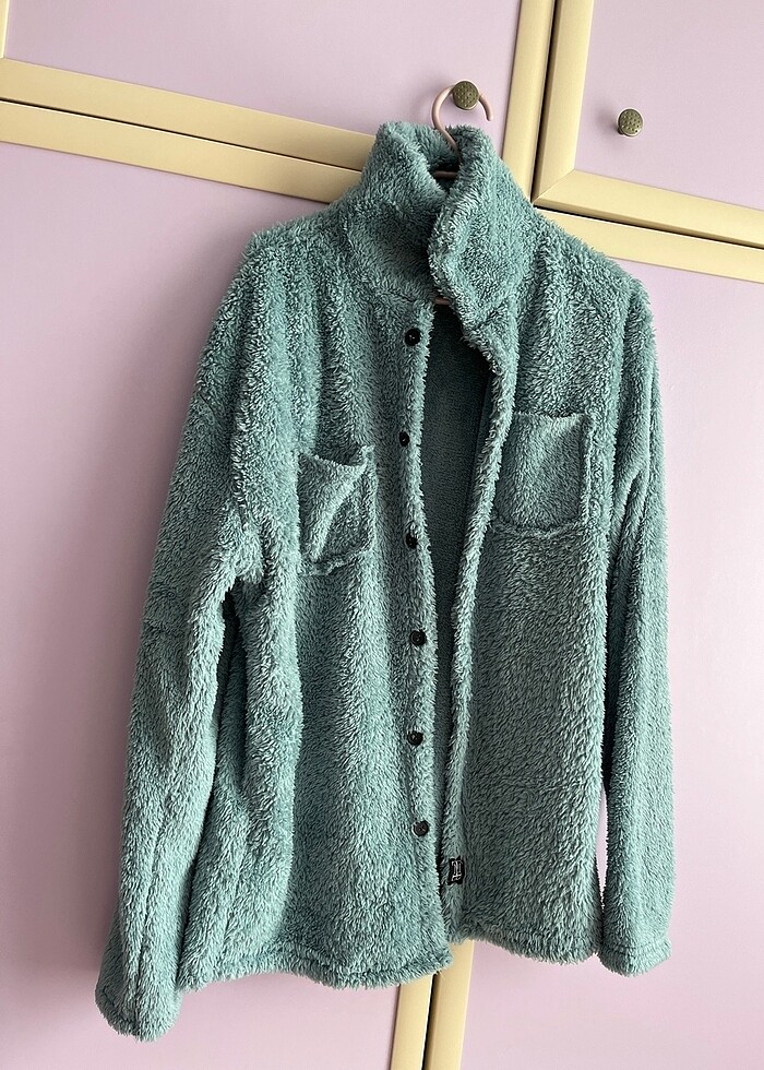 Peluş turkuaz ceket - Görsel 3
