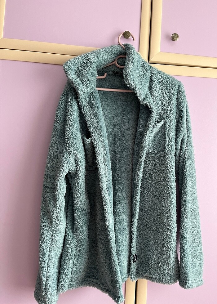 Peluş turkuaz ceket - Görsel 4