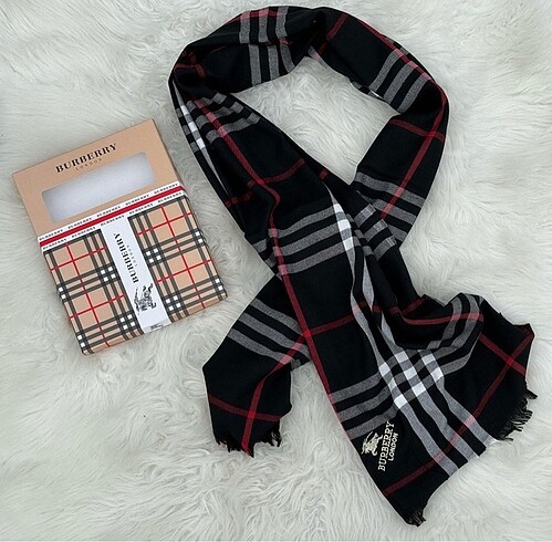 Burberry desen kışlık yün ipek şal