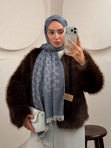 Gucci G desen İthal A+ kalite yün ipek şal