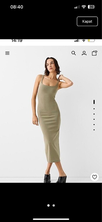 Bershka kare yaka midi elbise