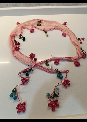 Boncuk ve oya detaylı fular - Görsel 4