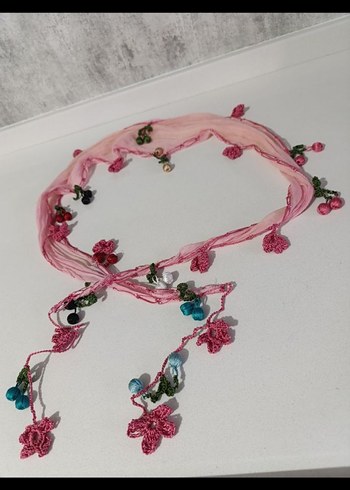 Boncuk ve oya detaylı fular - Görsel 2