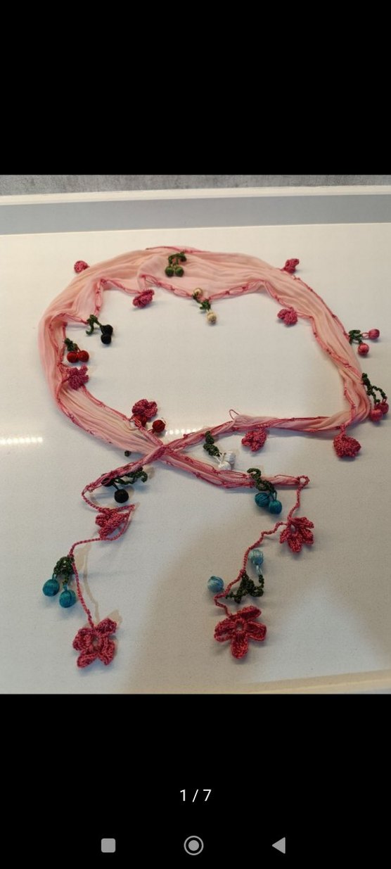 Boncuk ve oya detaylı fular - Görsel 4