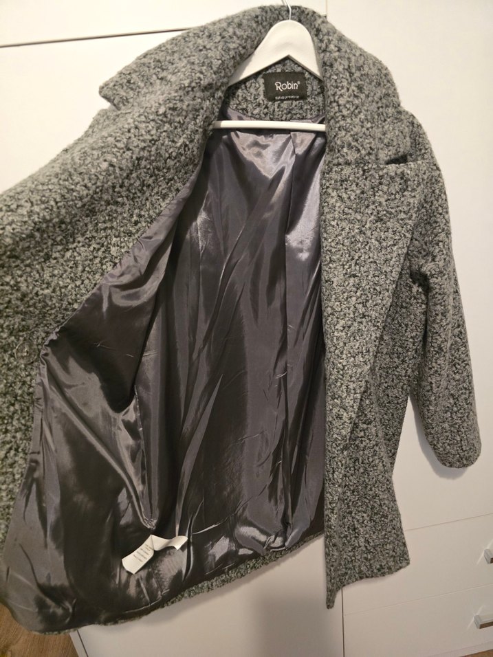 Gri Yünlü Kadın Kaban - Görsel 4