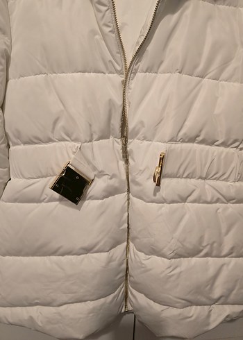 Beyaz Kemerli Kadın Kışlık Mont - Görsel 3