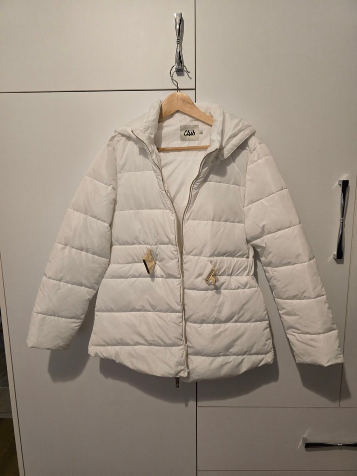 Beyaz Kemerli Kadın Kışlık Mont - Görsel 5