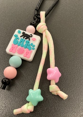 Pastel Boncuklu Pembe Grunge Anahtarlık - Görsel 4