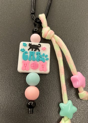 Pastel Boncuklu Pembe Grunge Anahtarlık - Görsel 3