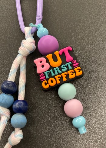 Renkli Boncuklu "But First Coffee" Anahtarlık - Görsel 5