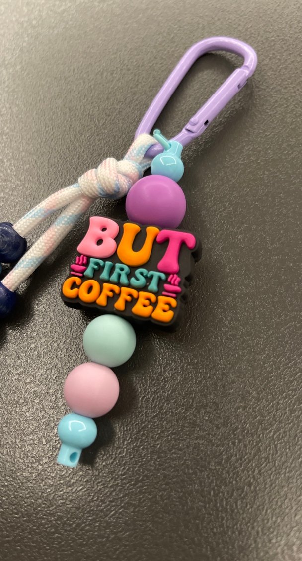 Renkli Boncuklu "But First Coffee" Anahtarlık - Görsel 4