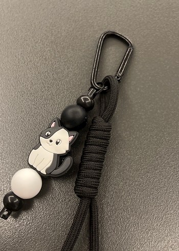 Siyah Boncuklu Kedi Figürlü Anahtarlık - Görsel 5