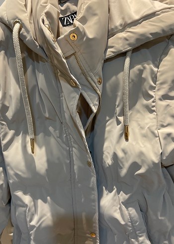 Krem Midi Kadın Kışlık Mont - Görsel 2