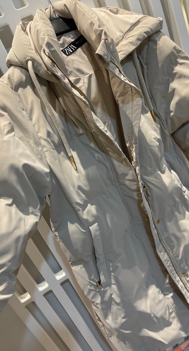 Krem Midi Kadın Kışlık Mont - Görsel 4