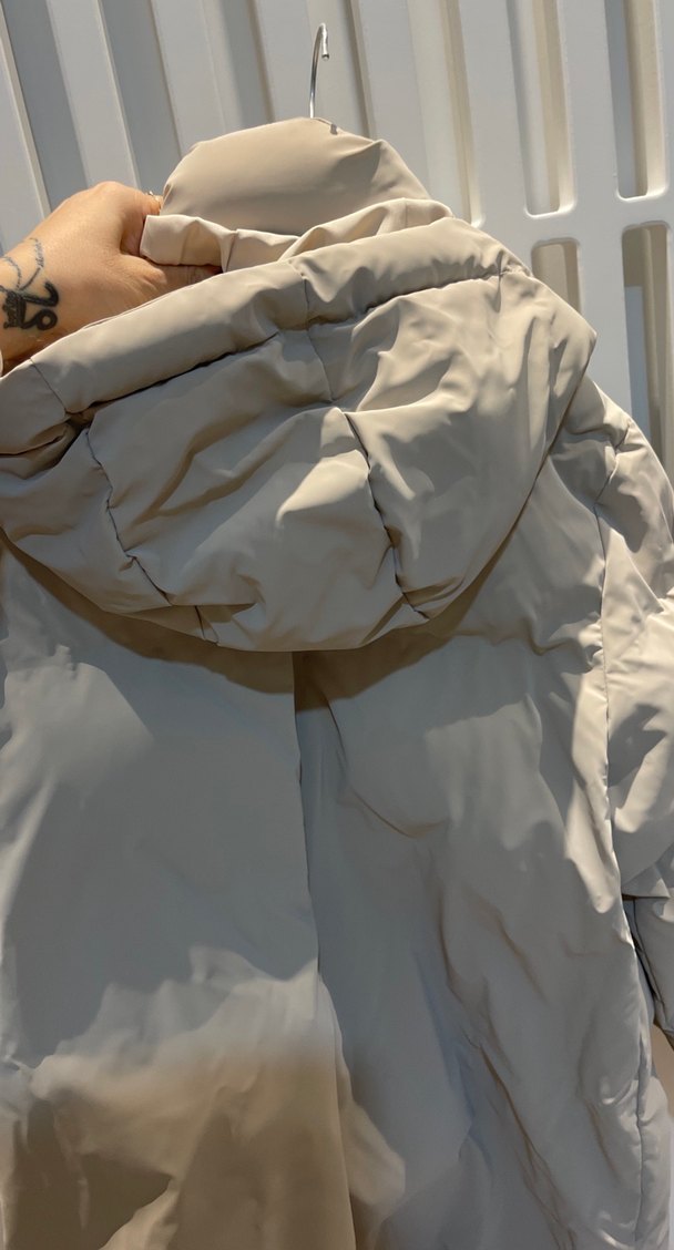 Krem Midi Kadın Kışlık Mont - Görsel 5