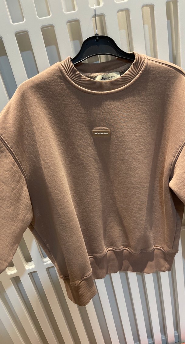 Kadın Kahverengi Süet Salaş Sweatshirt - Görsel 4