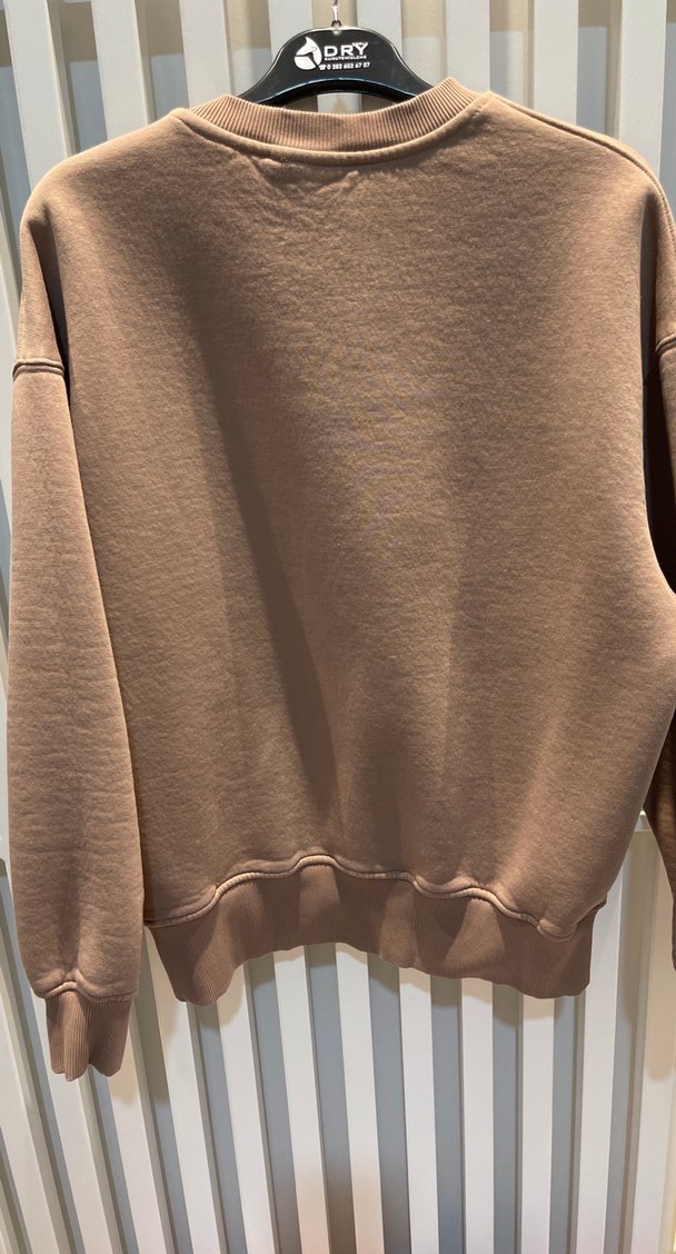 Kadın Kahverengi Süet Salaş Sweatshirt - Görsel 5