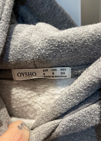 Gri Kapüşonlu Örme Kadın Sweatshirt - Görsel 2