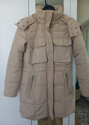 Bej Fermuarlı Kadın Kışlık Ceket