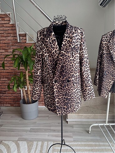 m Beden kahverengi Renk Leopar Blazer Ceket ????